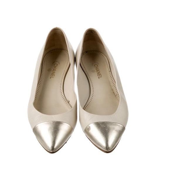 Chanel 2014 Interlocking CC Logo Ballet Flats – Metallic & Neutral - Picture 1 of 4
